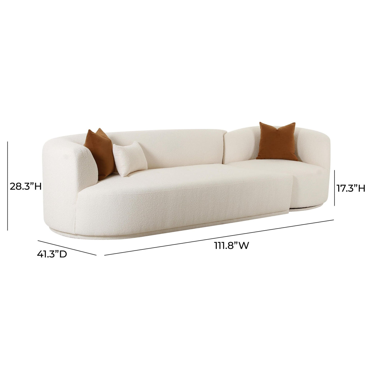 Fickle Cream Boucle 2-Piece Modular LAF Sofa Sofas & Loveseats| TOV