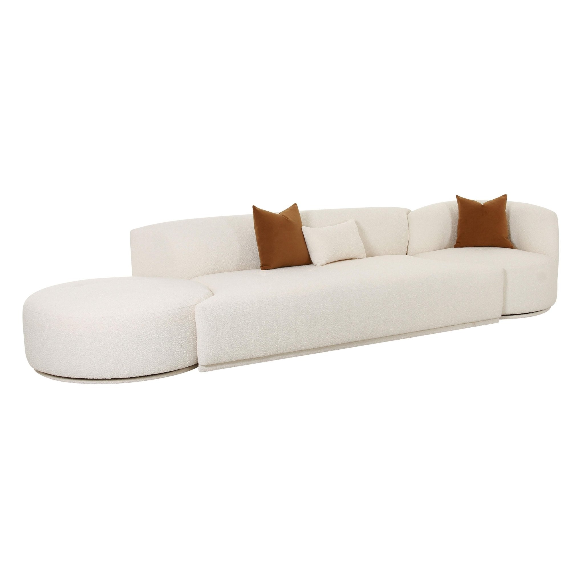 Fickle Cream Boucle 3-Piece Chaise Modular Sofa Sofas & Loveseats| TOV