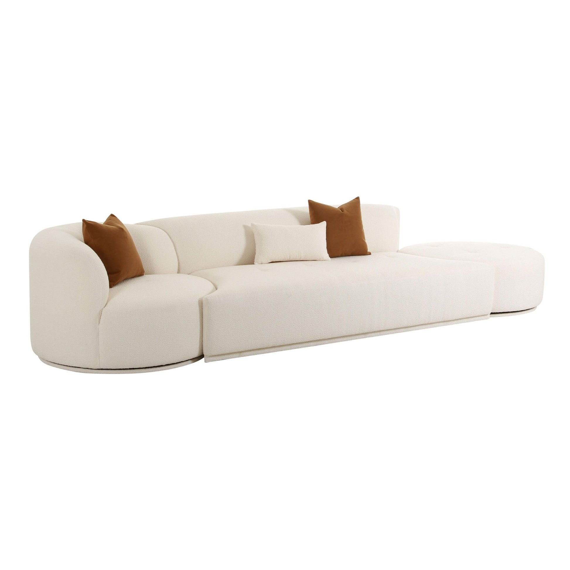 Fickle Cream Boucle 3-Piece Chaise Modular Sofa Sofas & Loveseats| TOV