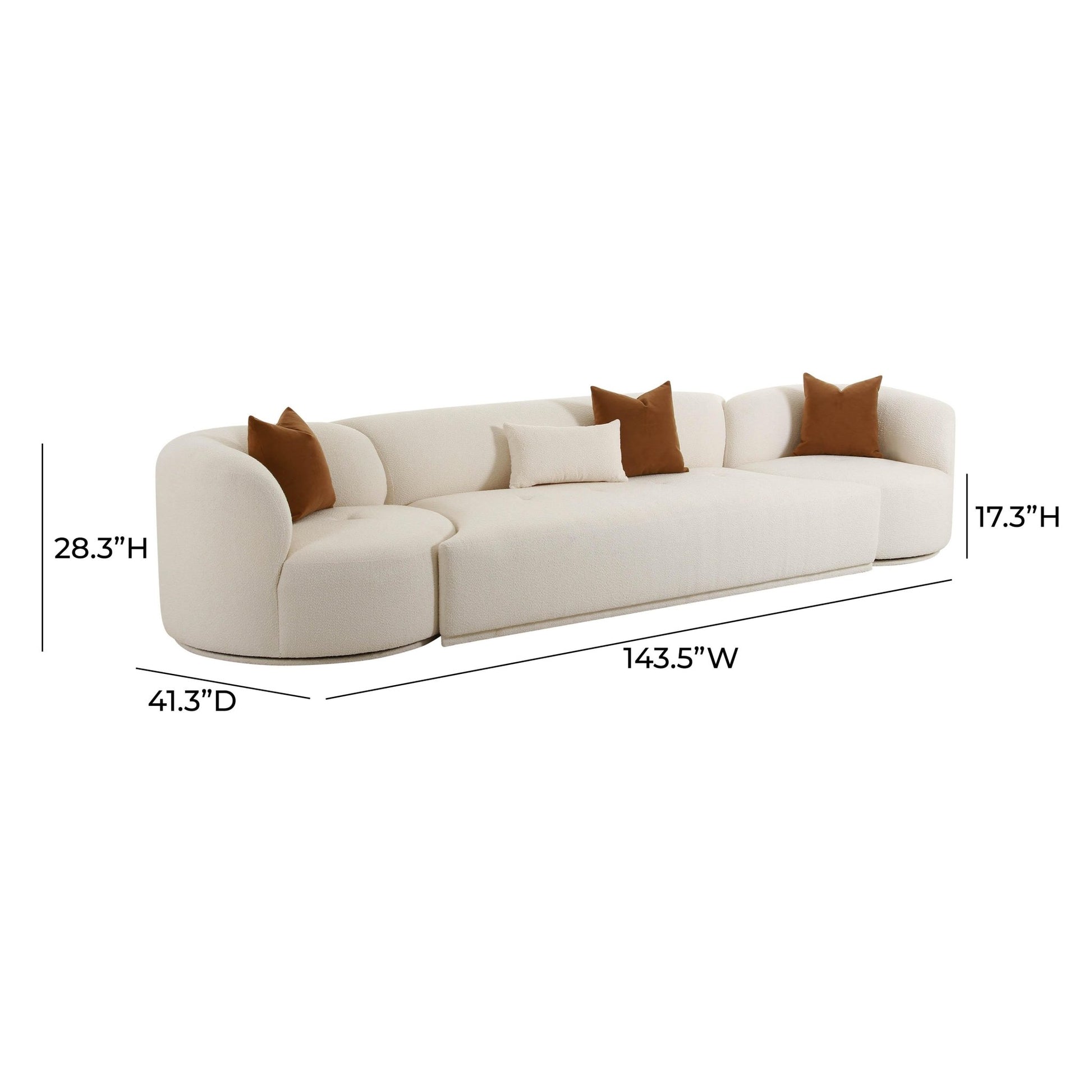 Fickle Cream Boucle 3-Piece Modular Sofa Sofas & Loveseats| TOV