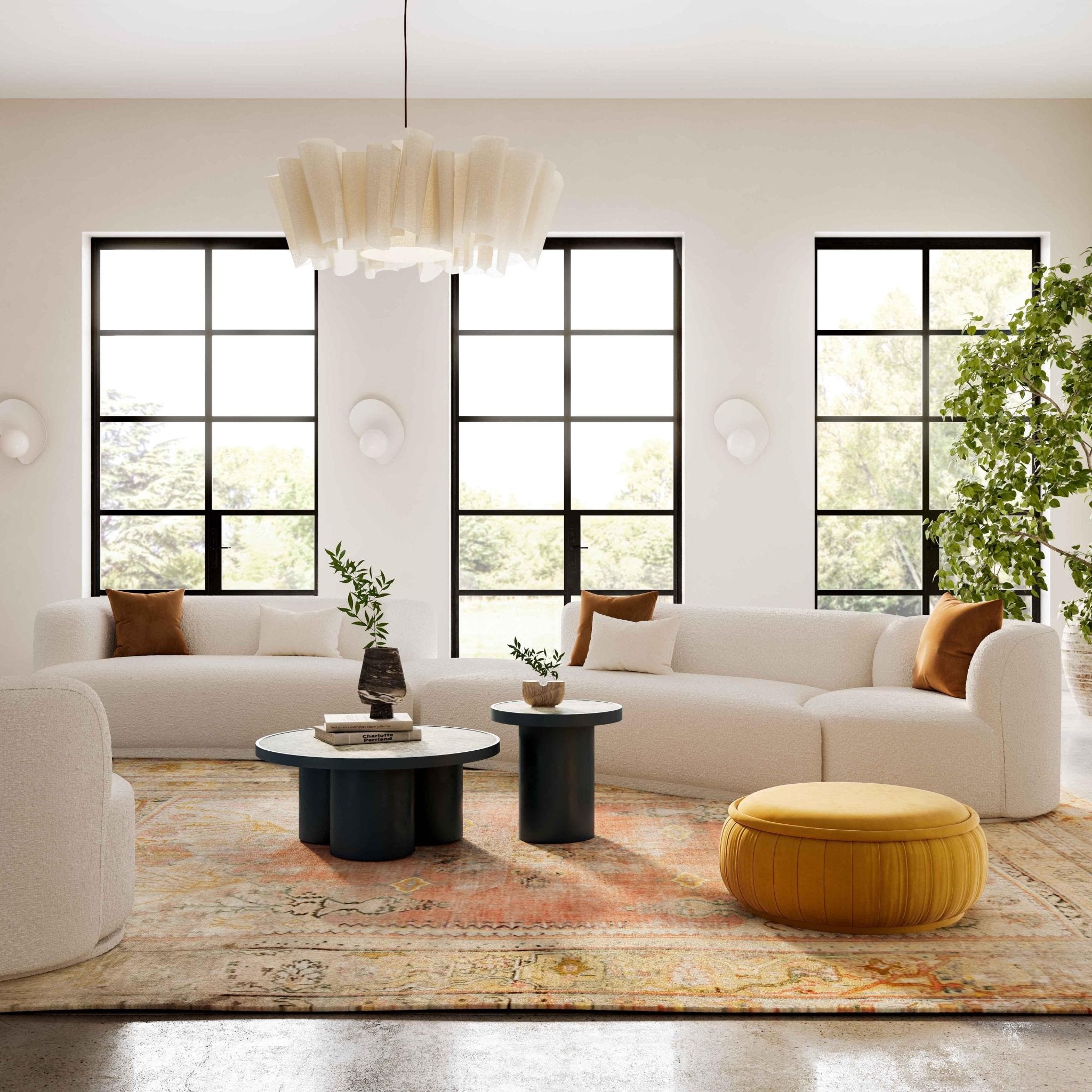 Fickle Cream Boucle 4-Piece Modular LAF Sectional Sectionals| TOV
