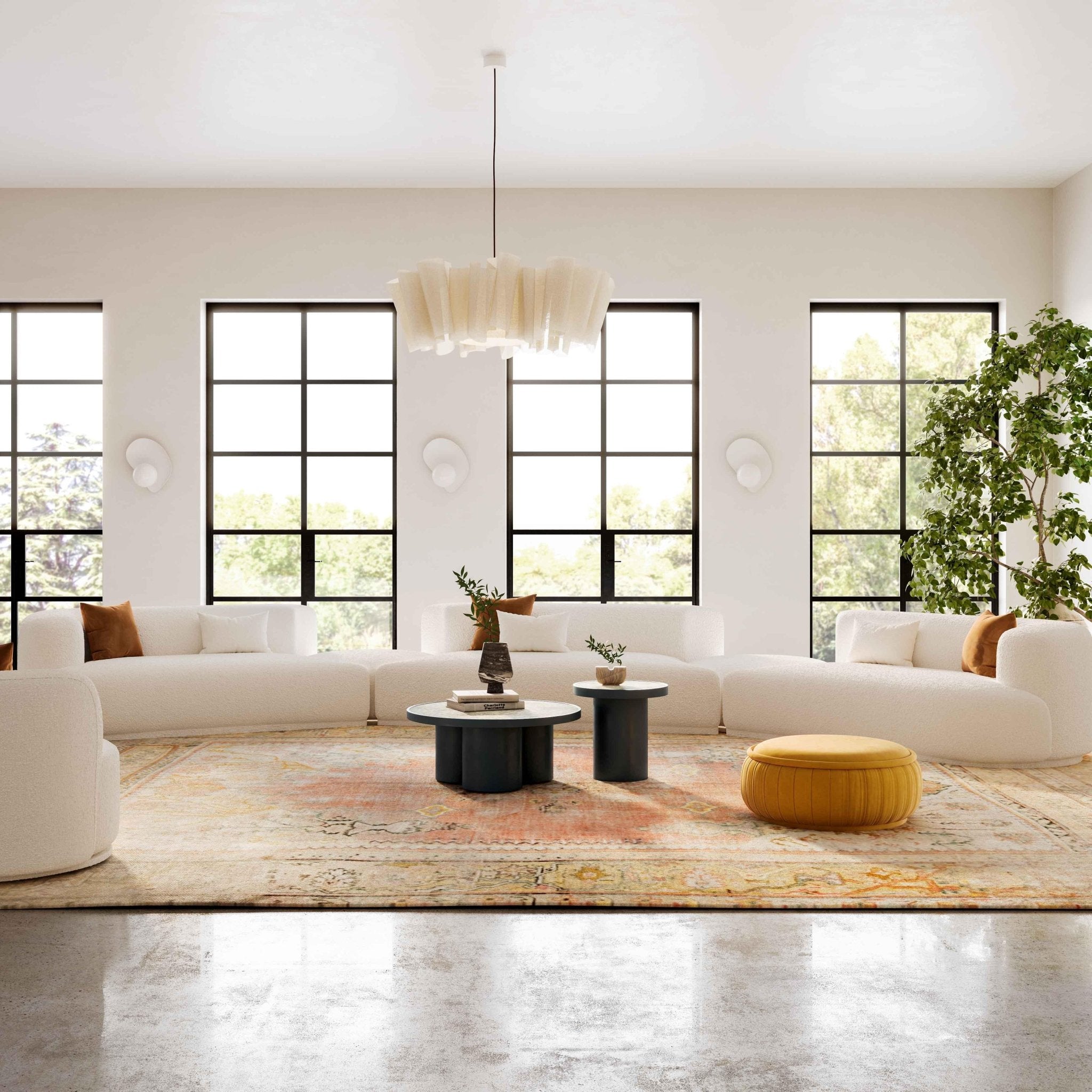 Fickle Cream Boucle 5-Piece Modular Sectional Sectionals| TOV