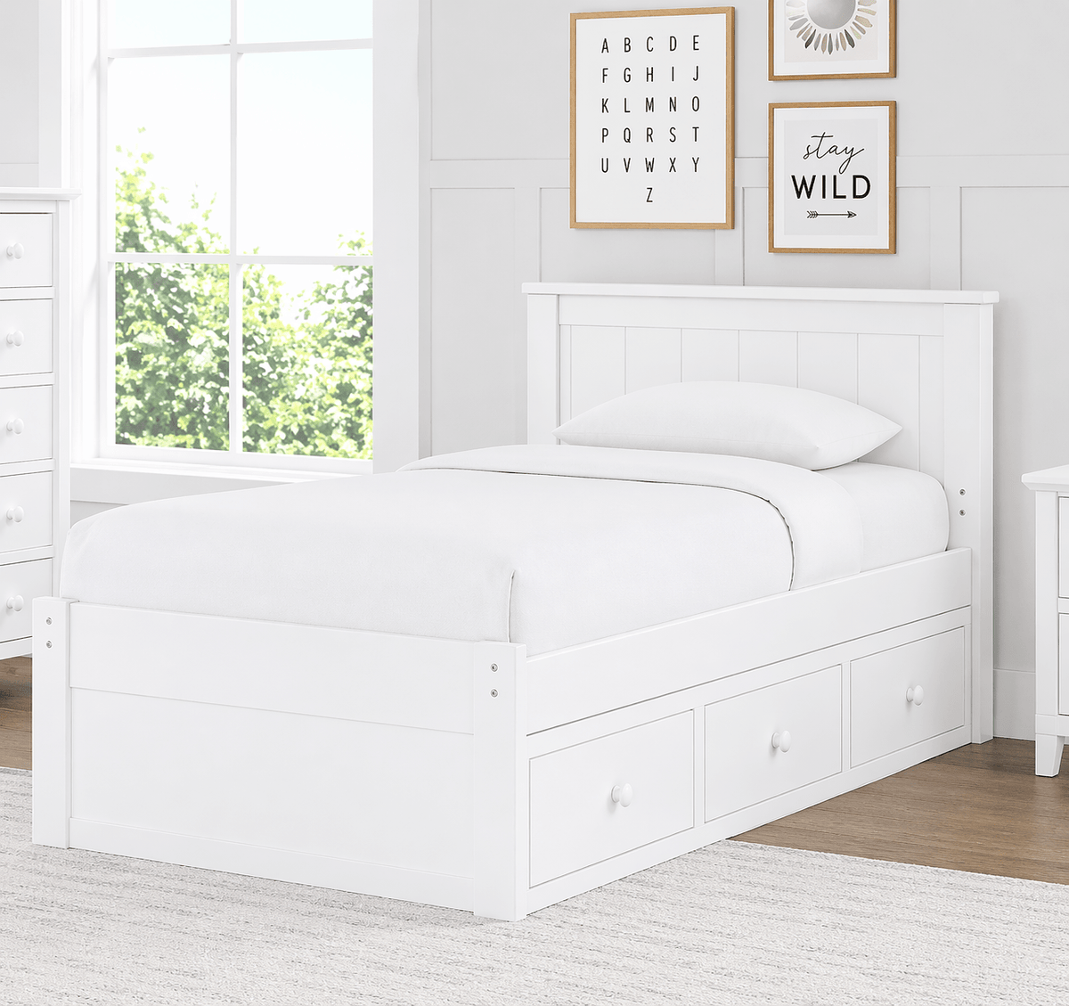 Fillmore Full Single Bed w/ 3 Drawer Storage Cabinets & Chests| Roots Furniture