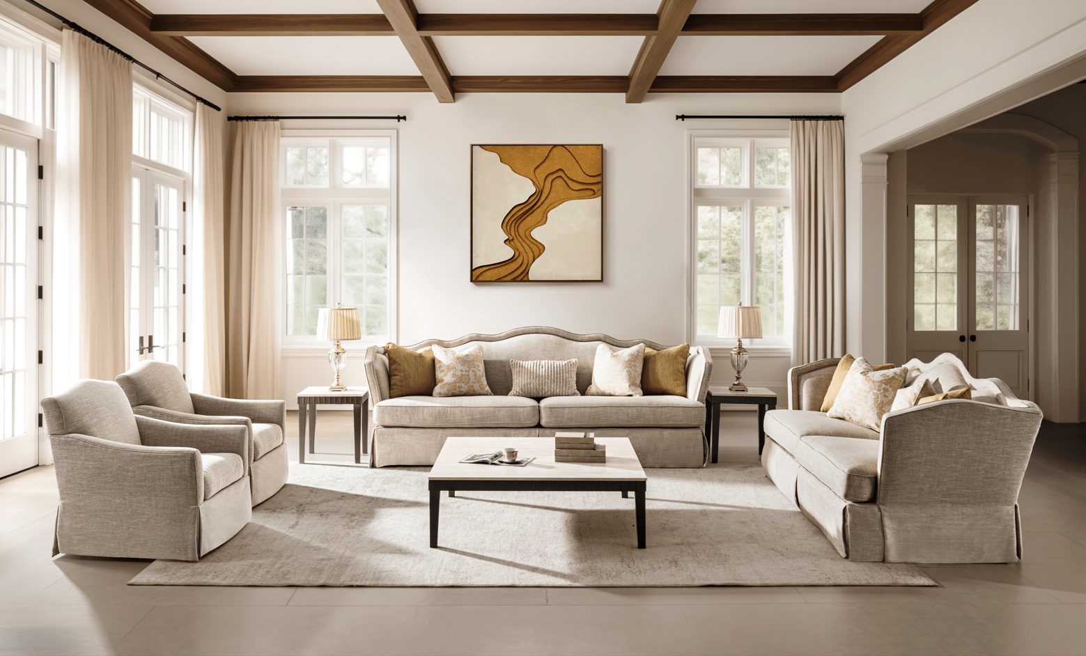 Finest Beige 4 Seater Sofa (278cm) Sofas & Loveseats| AlRugaib Furniture