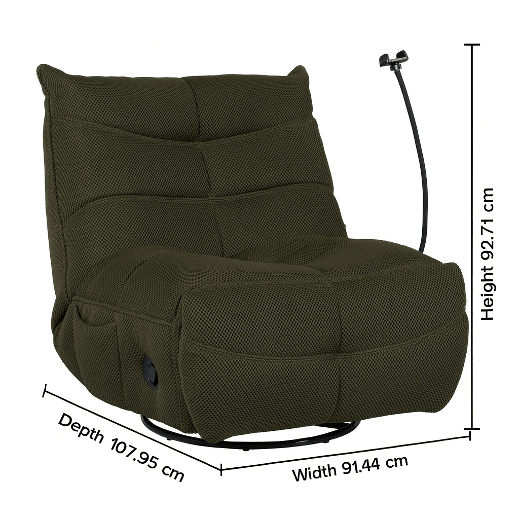 Finn Army green Swivel Power Recliner Recliners| Roots Furniture