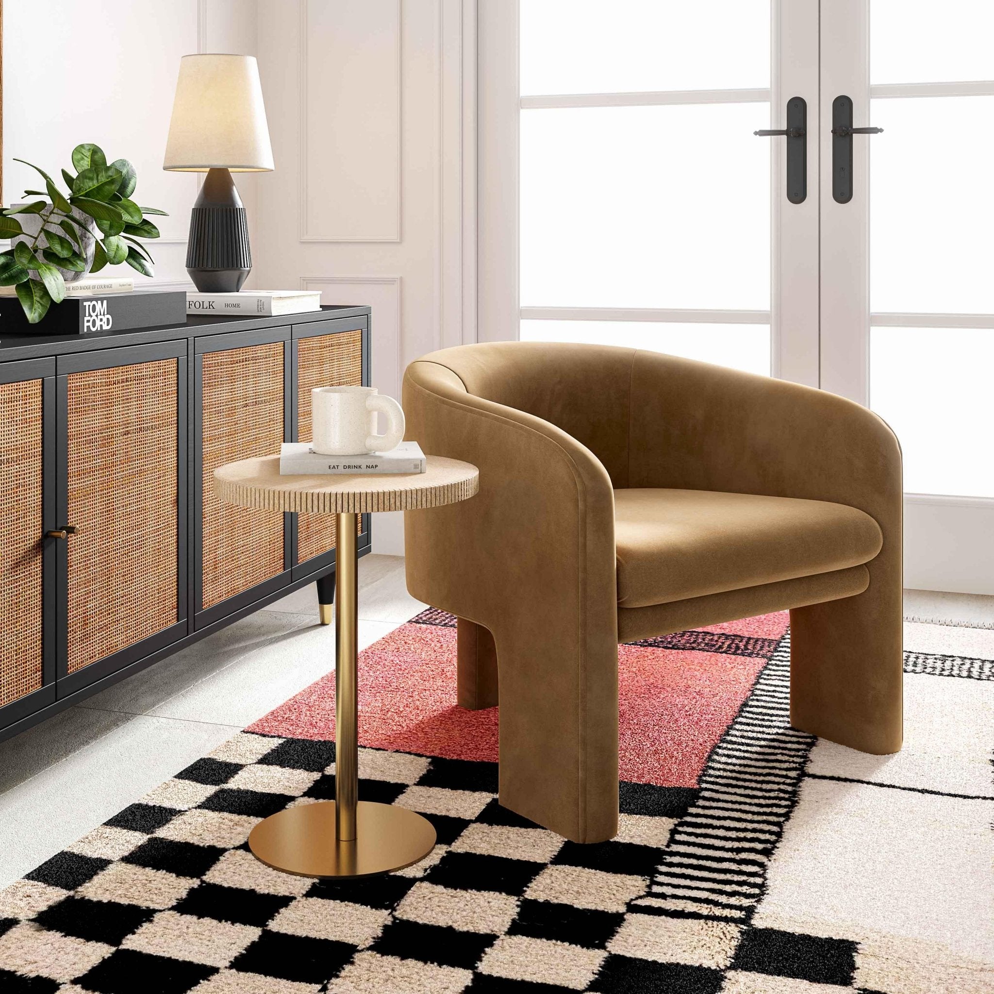 Fiona Gold Stone Side Table End Tables| TOV