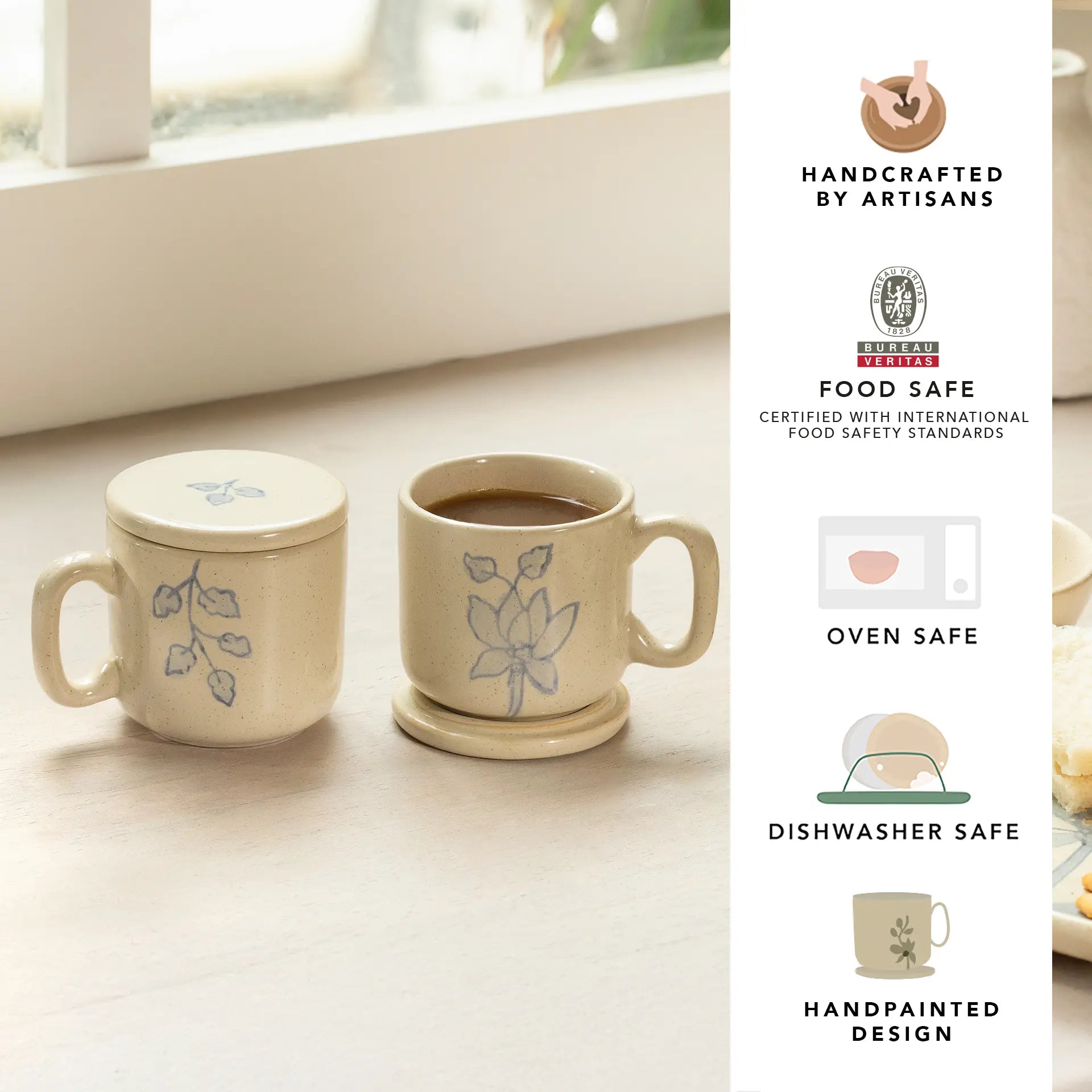 Fiore Ceramic Mug Set of Two with Lid Bottles & Containers| Roots Furniture
