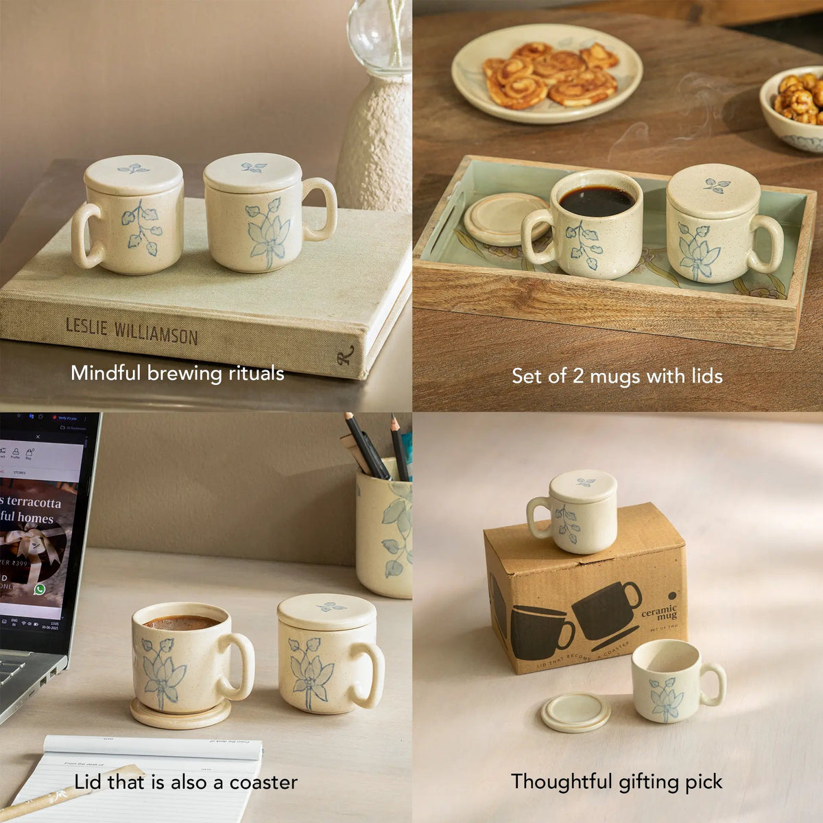 Fiore Ceramic Mug Set of Two with Lid Bottles & Containers| Roots Furniture
