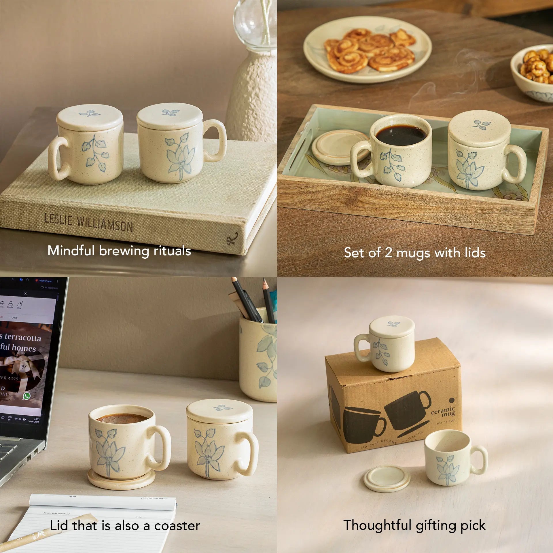 Fiore Ceramic Mug Set of Two with Lid Bottles & Containers| Roots Furniture