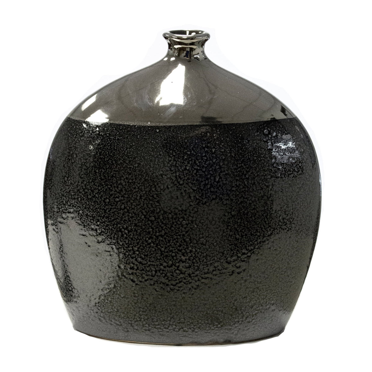 FLAT BLACK/SILVER VASE 11.75" Vases and Jars| Sagebrook Home