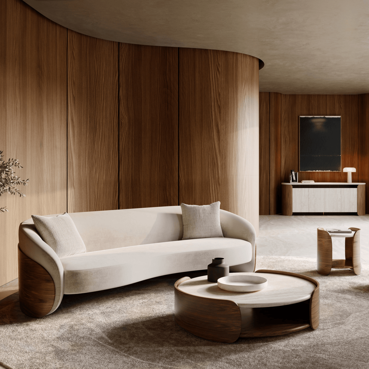 FLEUR WOOD BACK SOFA Sofas & Loveseats| Caracole