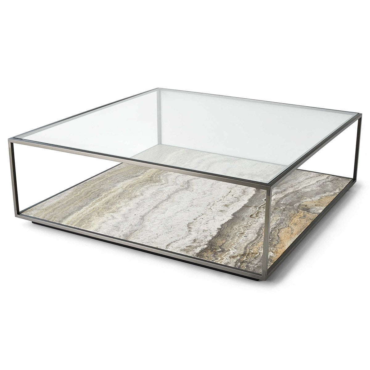 Floating Plane Cocktail Table - Travertine/Bronze, 2 Cartons Coffee Tables| Uttermost