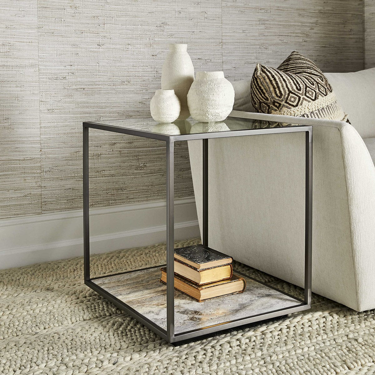 Floating Plane End Table - Travertine/Bronze Accent & End Tables| Uttermost