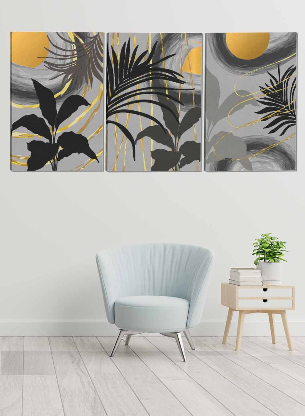 Floral Leaf Abstract Paintings(set of 3) Paintings & Pictures| LOWHA