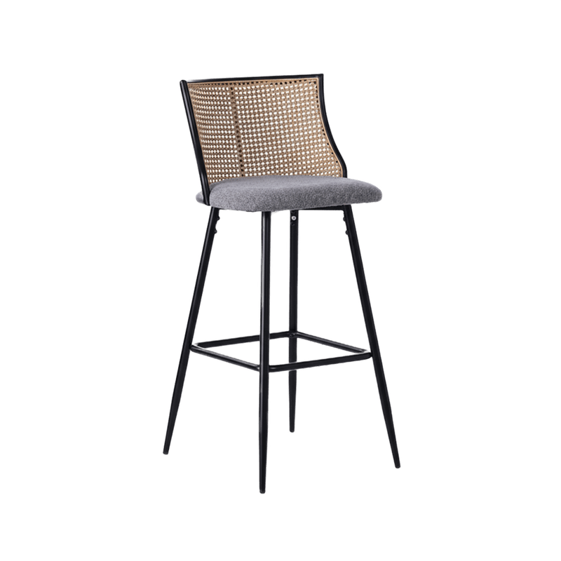 Florence Bar chair – dark gray with woven rattan back, armless design Bar Stool| Otath