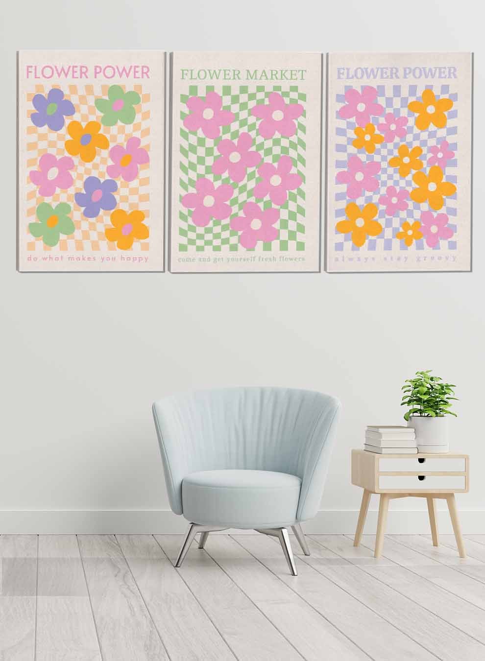 Flower Power Abstract Paintings(set of 3) Paintings & Pictures| LOWHA