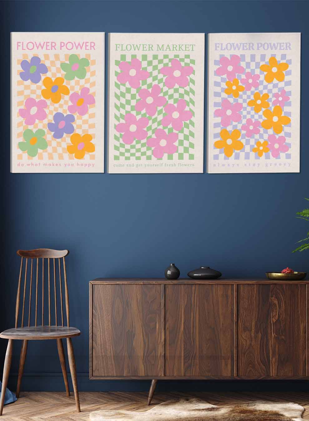 Flower Power Abstract Paintings(set of 3) Paintings & Pictures| LOWHA