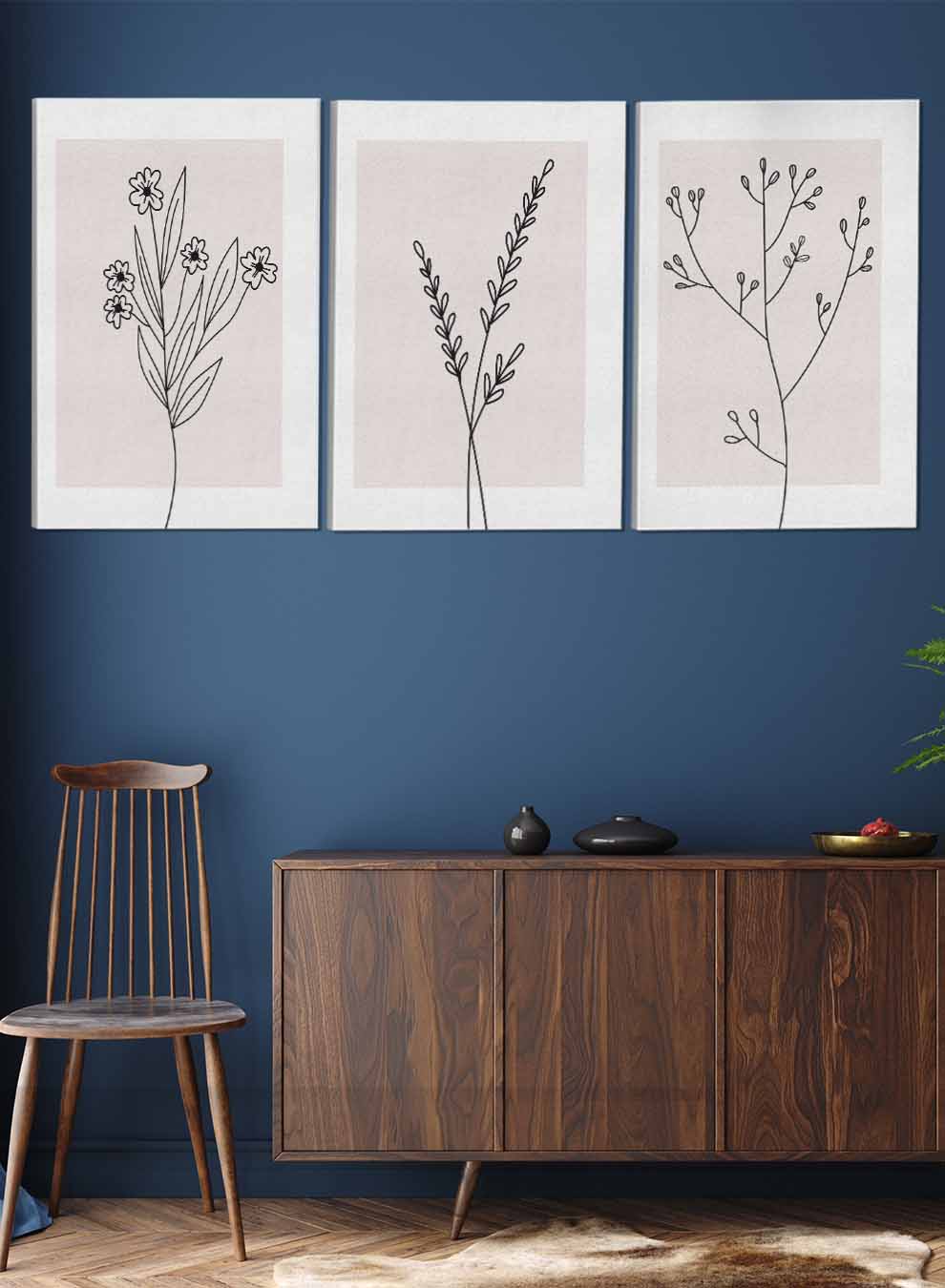 Flowers Leaf Branch Paintings(set of 3) Paintings & Pictures| LOWHA