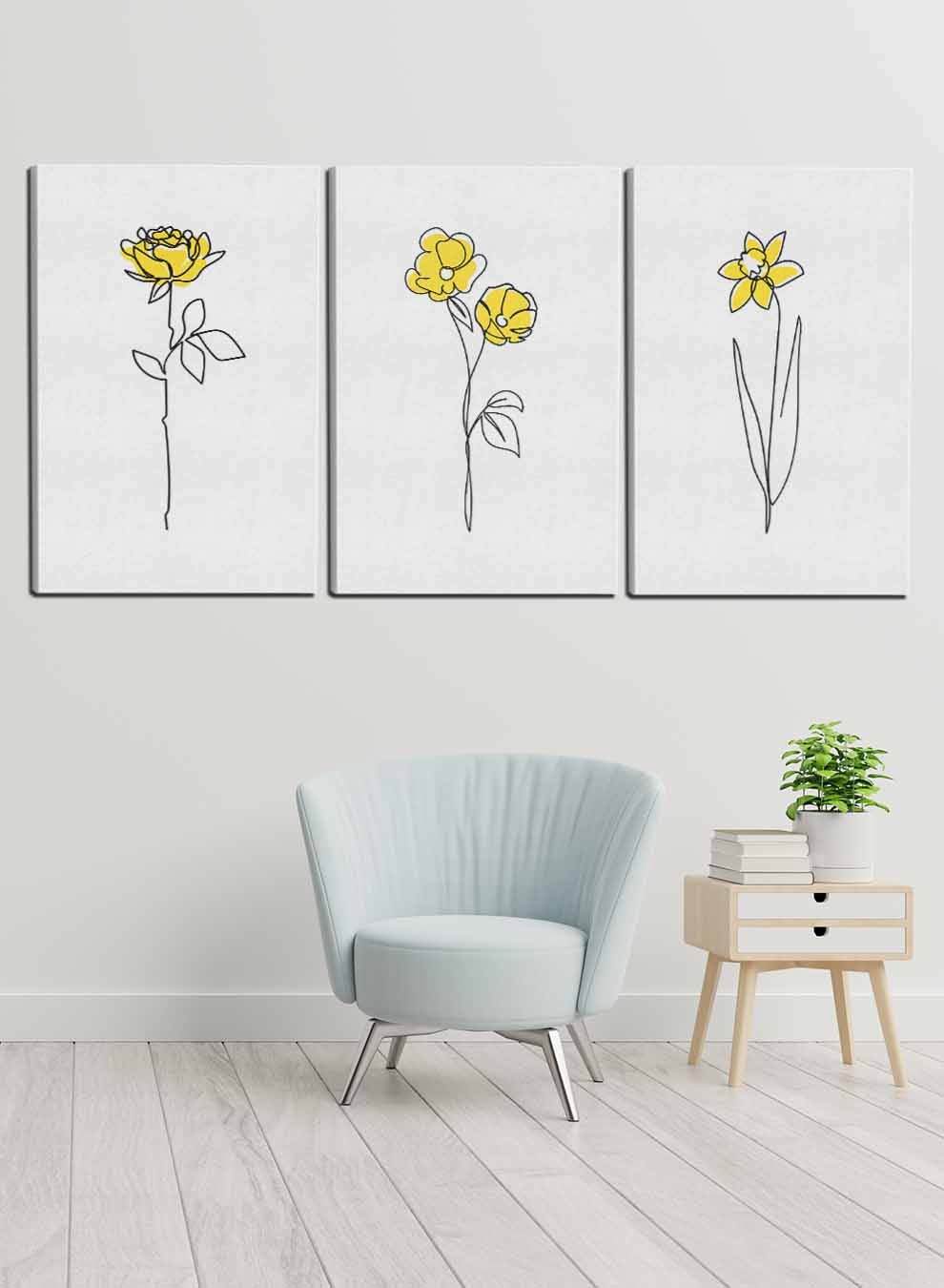 Flowers Paintings(set of 3) Paintings & Pictures| LOWHA