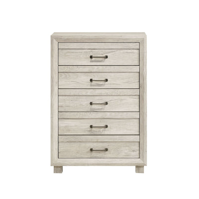 Fort Worth 5 - Drawer Chest in White (Sturdy Act) - Al Rugaib Furniture