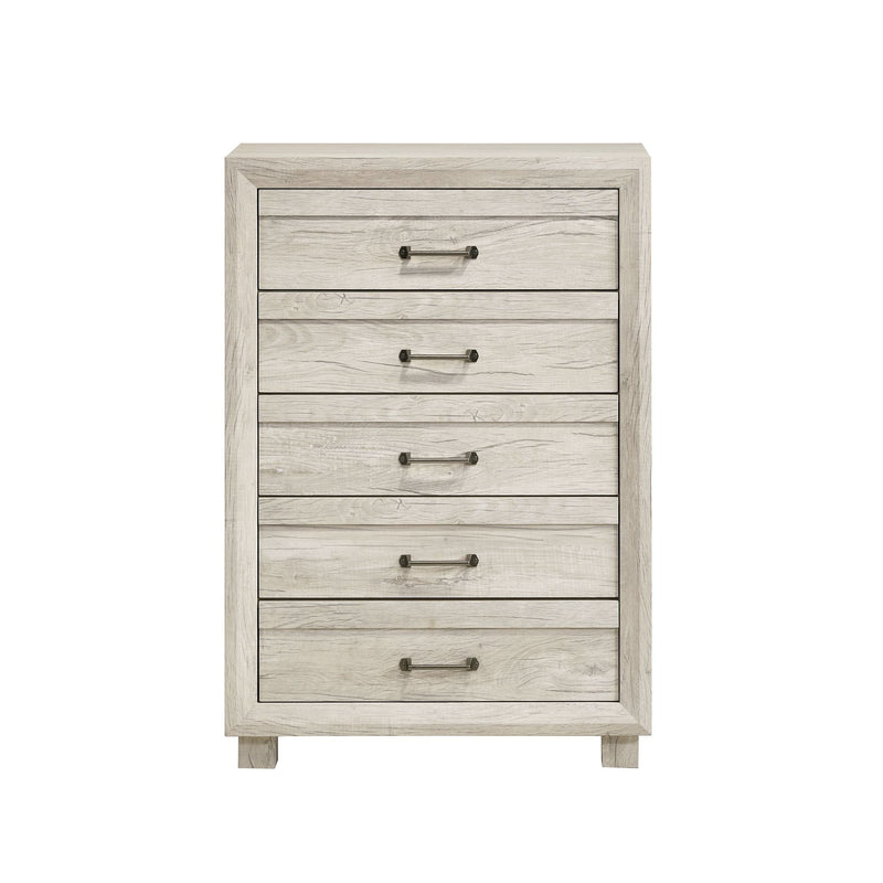 Fort Worth 5 - Drawer Chest in White (Sturdy Act) - Al Rugaib Furniture