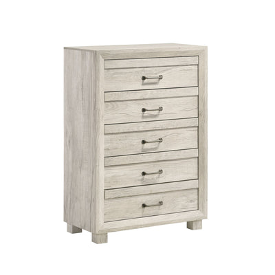 Fort Worth 5 - Drawer Chest in White (Sturdy Act) - Al Rugaib Furniture
