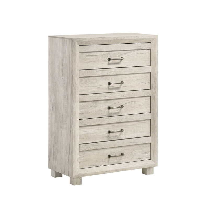 Fort Worth 5 - Drawer Chest in White (Sturdy Act) - Al Rugaib Furniture