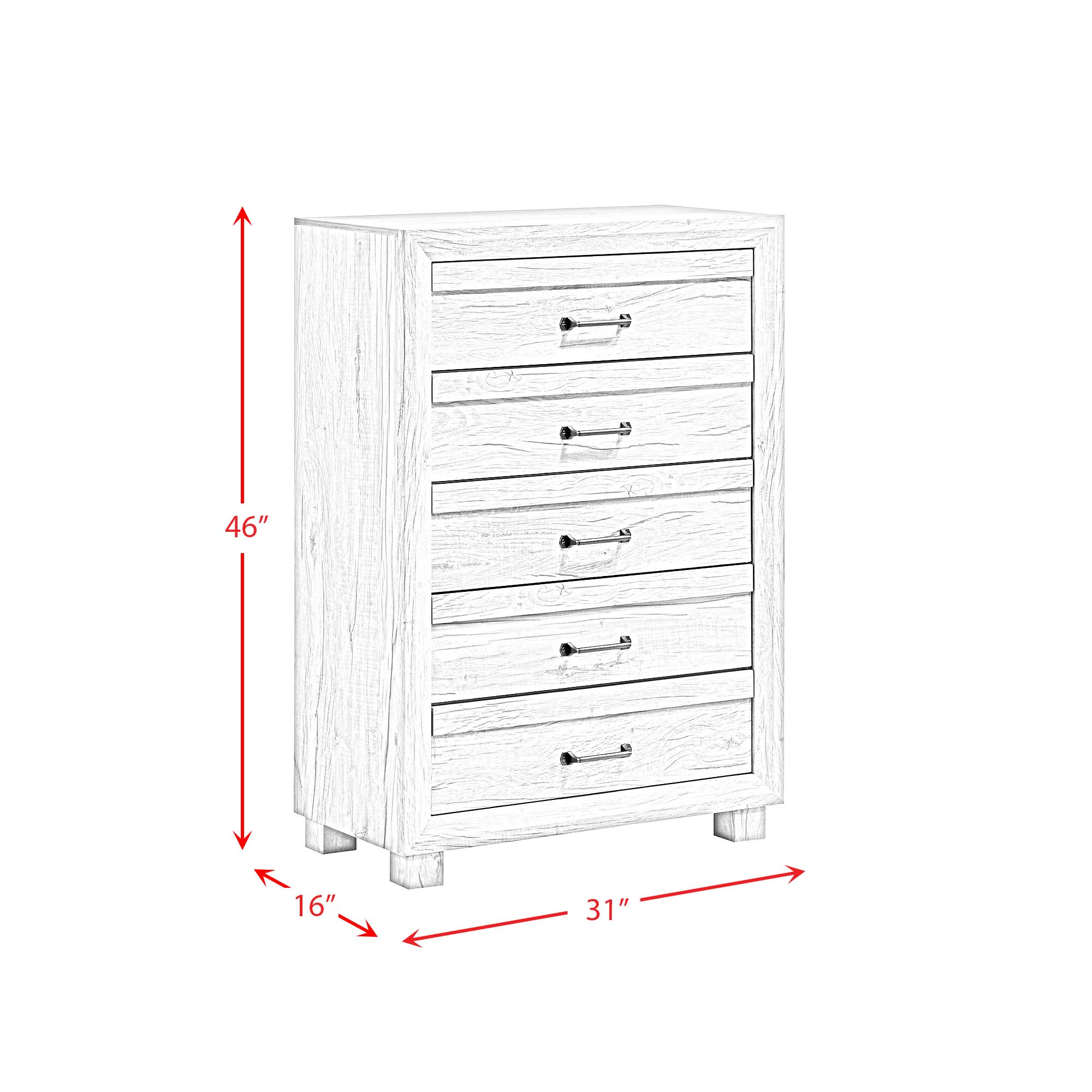 Fort Worth 5-Drawer Chest in White (Sturdy Act) Cabinets & Chests| ROOTS FURNITURE