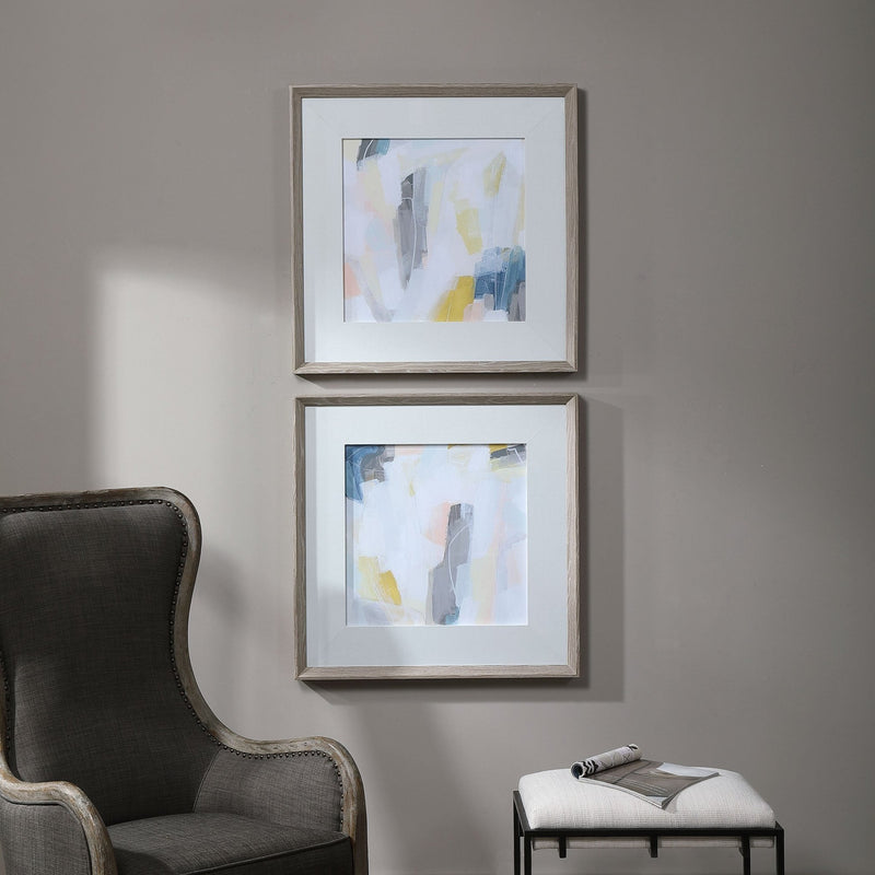 Fractal Pastel Framed Prints, S/2 - Al Rugaib Furniture