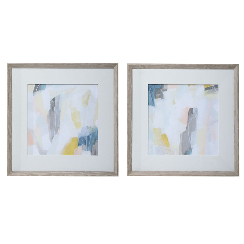 Fractal Pastel Framed Prints, S/2 - Al Rugaib Furniture