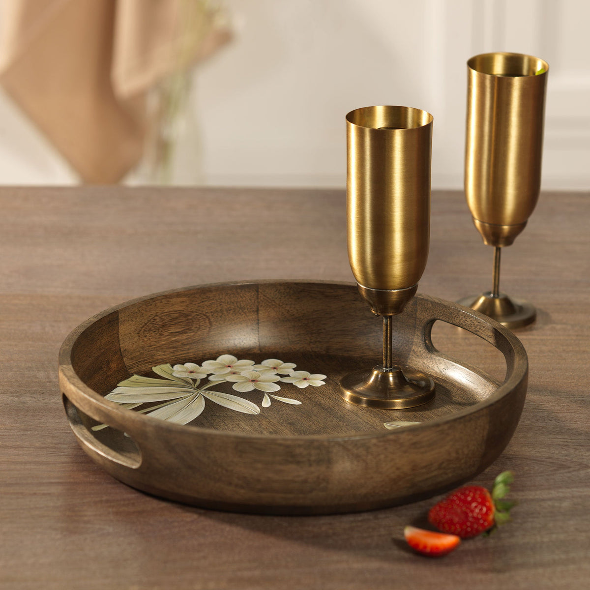 Frangipani Circular Wooden Tray Tray| Roots Furniture
