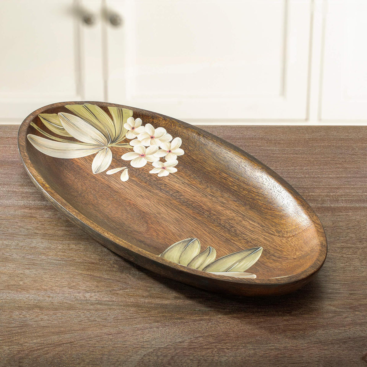Frangipani Oval Wooden Platter(Large) Tray| Roots Furniture