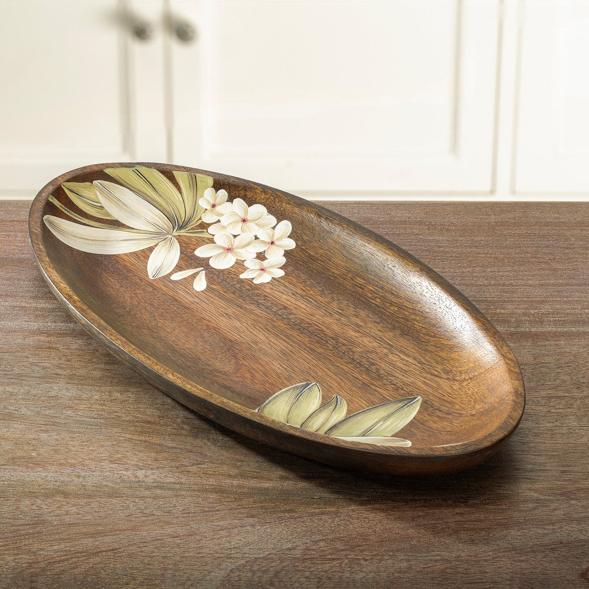 Frangipani Oval Wooden Platter(Large) Tray| Roots Furniture