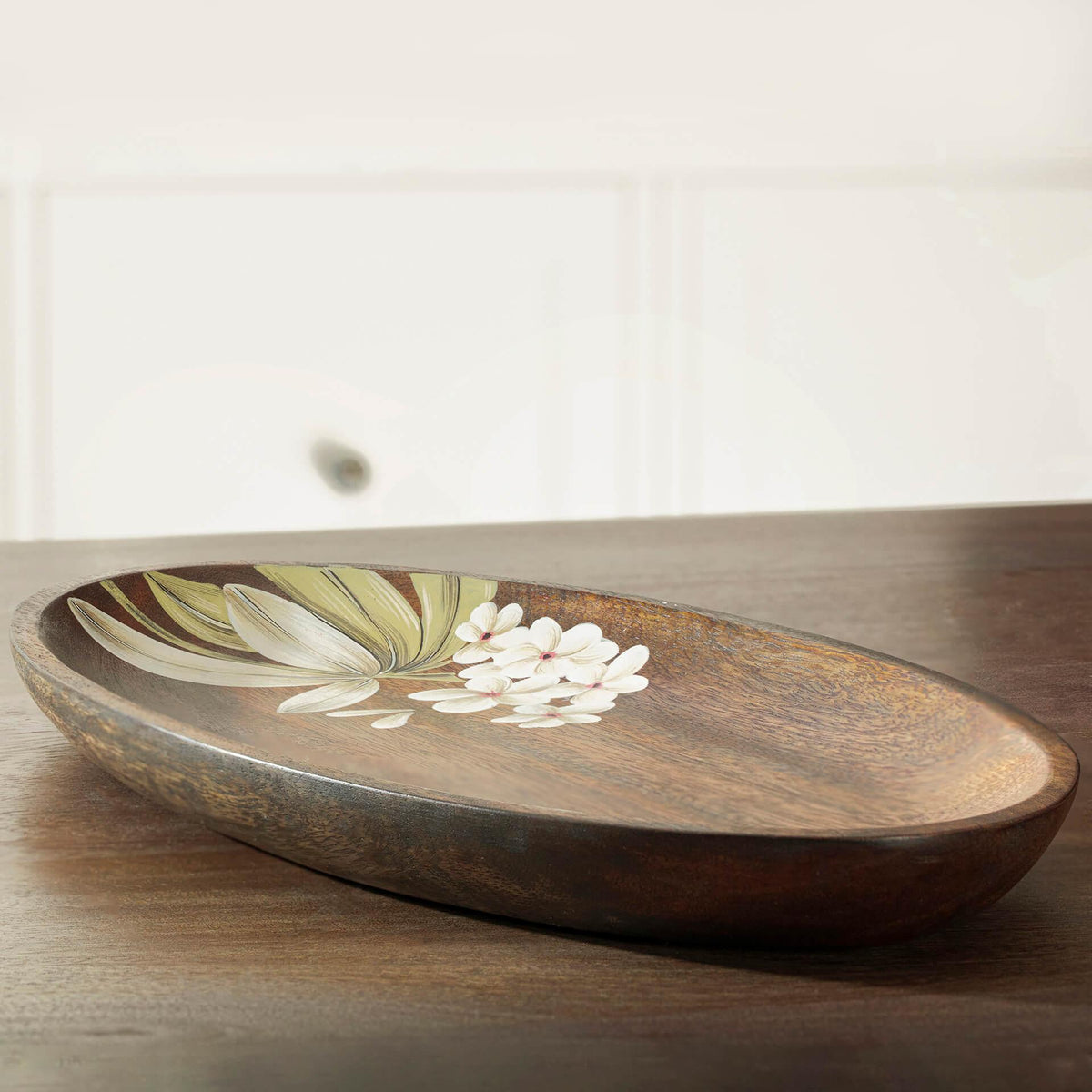 Frangipani Oval Wooden Platter(Large) Tray| Roots Furniture