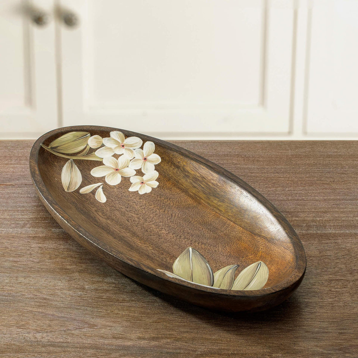 Frangipani Oval Wooden Platter(Small) Tray| Roots Furniture