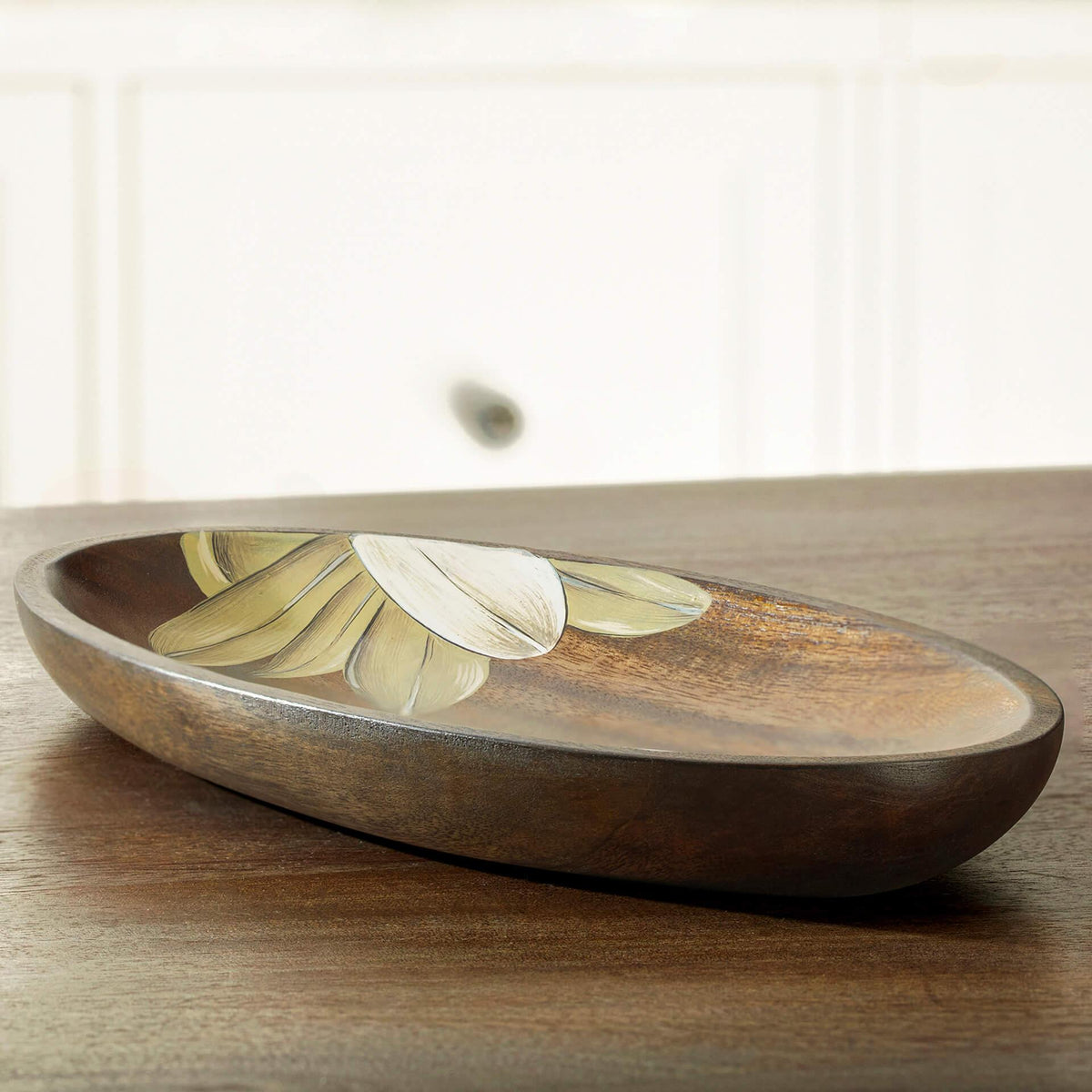 Frangipani Oval Wooden Platter(Small) Tray| Roots Furniture