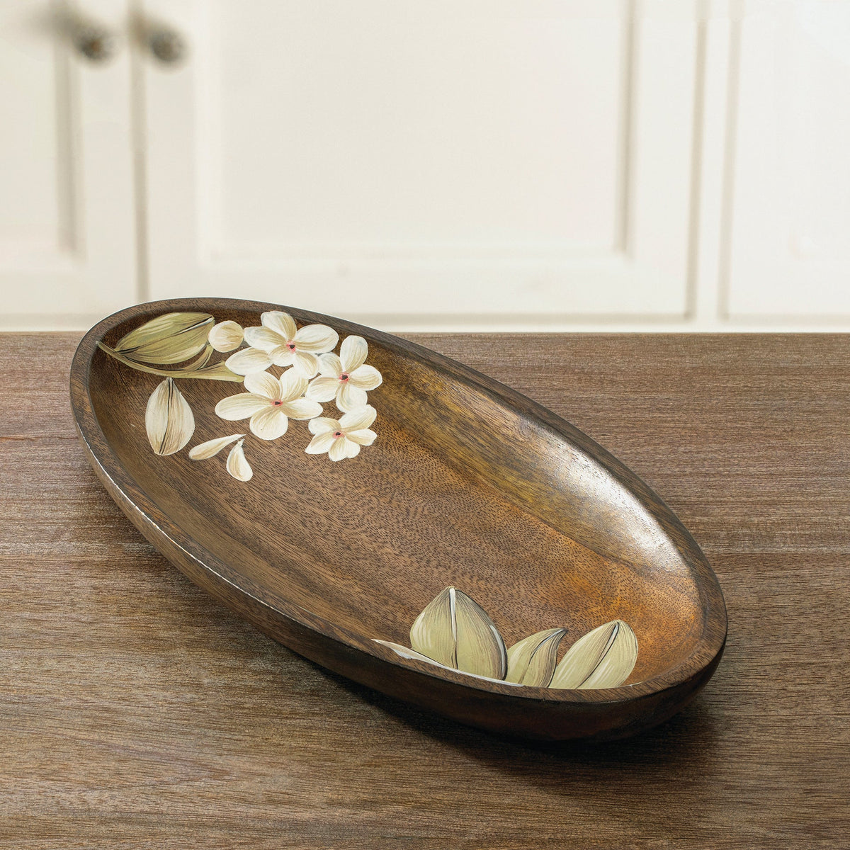 Frangipani Oval Wooden Platter(Small) Tray| Roots Furniture
