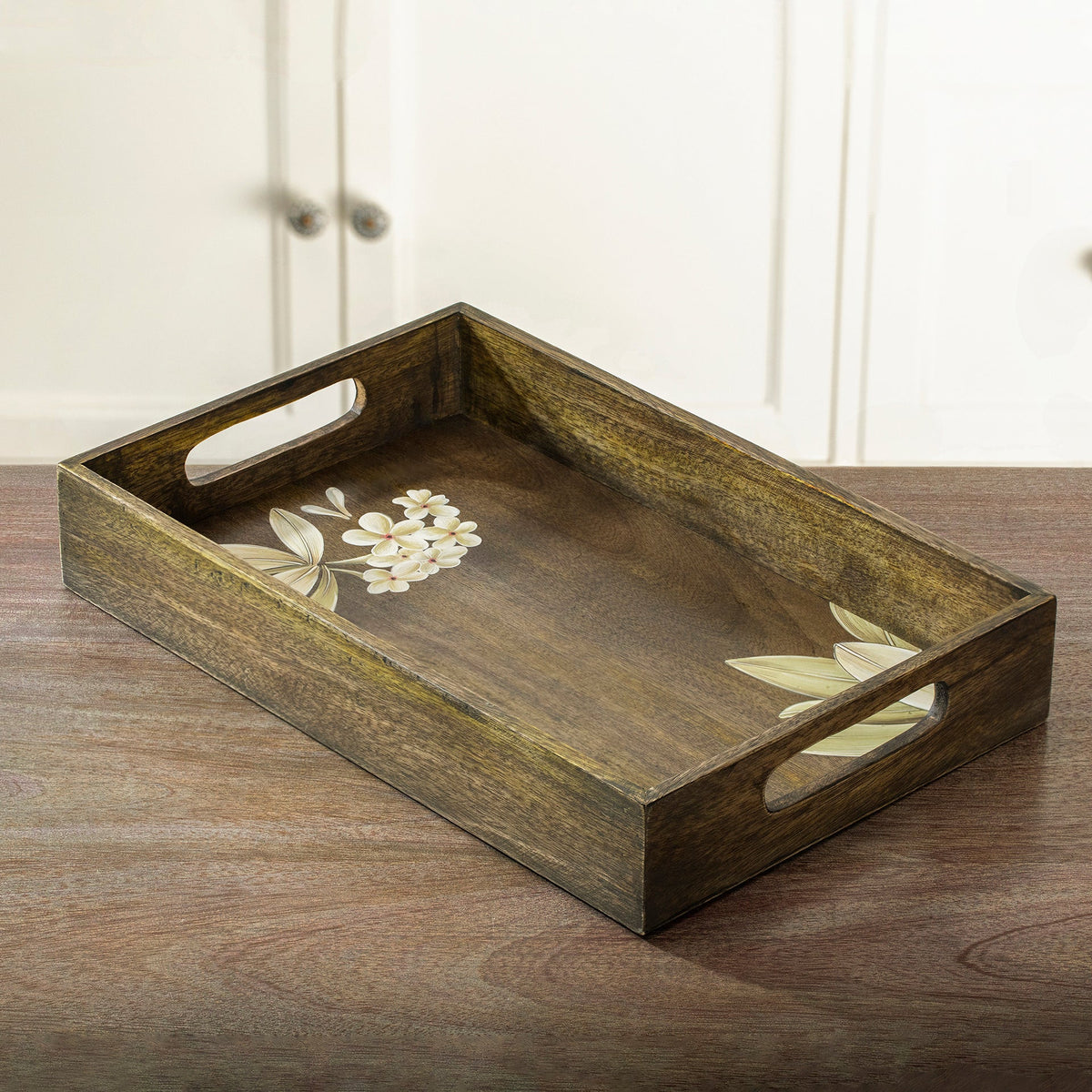 Frangipani Rectangle Wooden Tray Tray| Roots Furniture