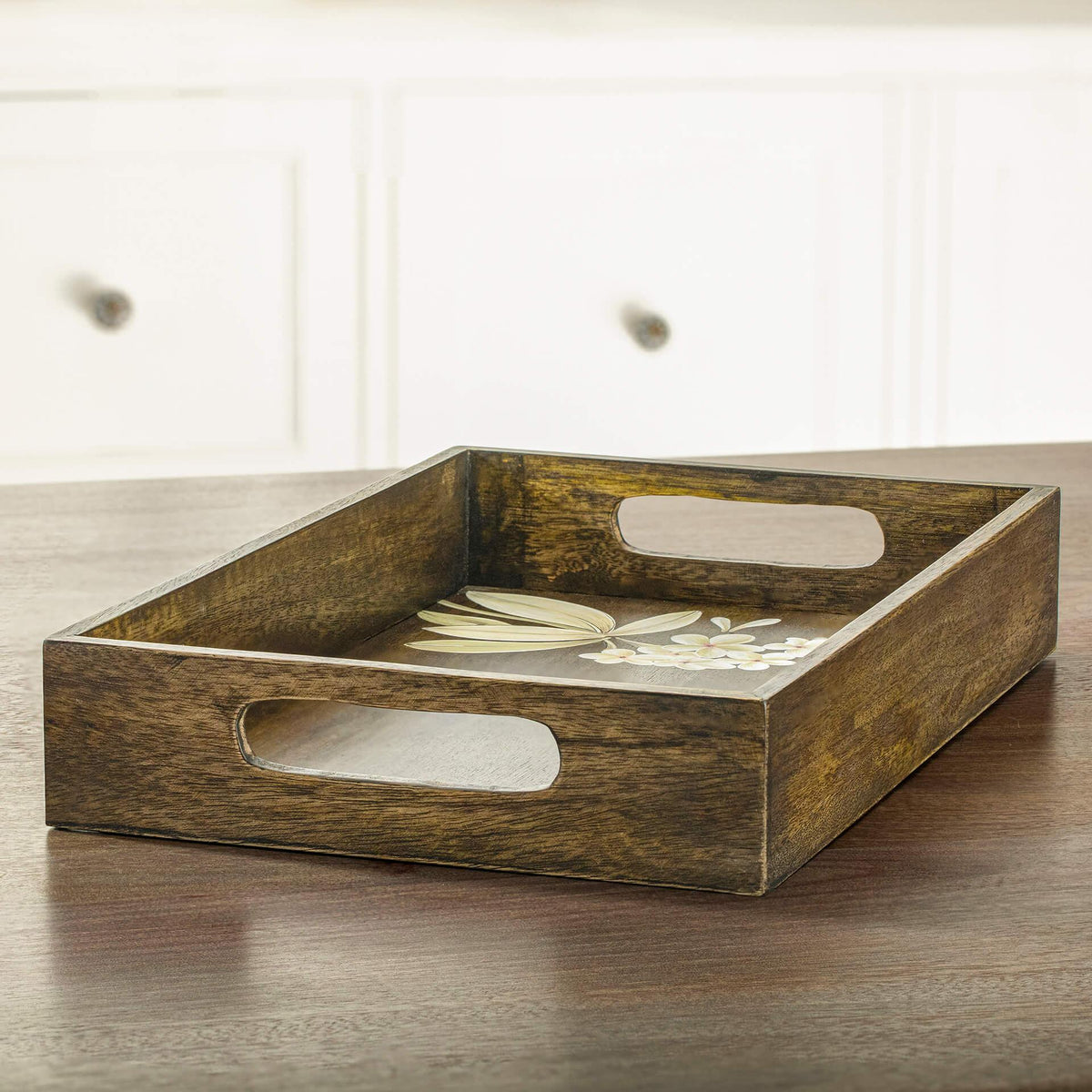 Frangipani Rectangle Wooden Tray Tray| Roots Furniture