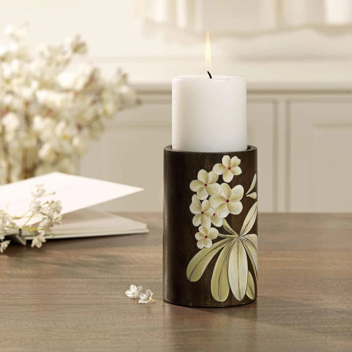 Frangipani Wooden Candle Holder (Large) Candle Holders| Roots Furniture