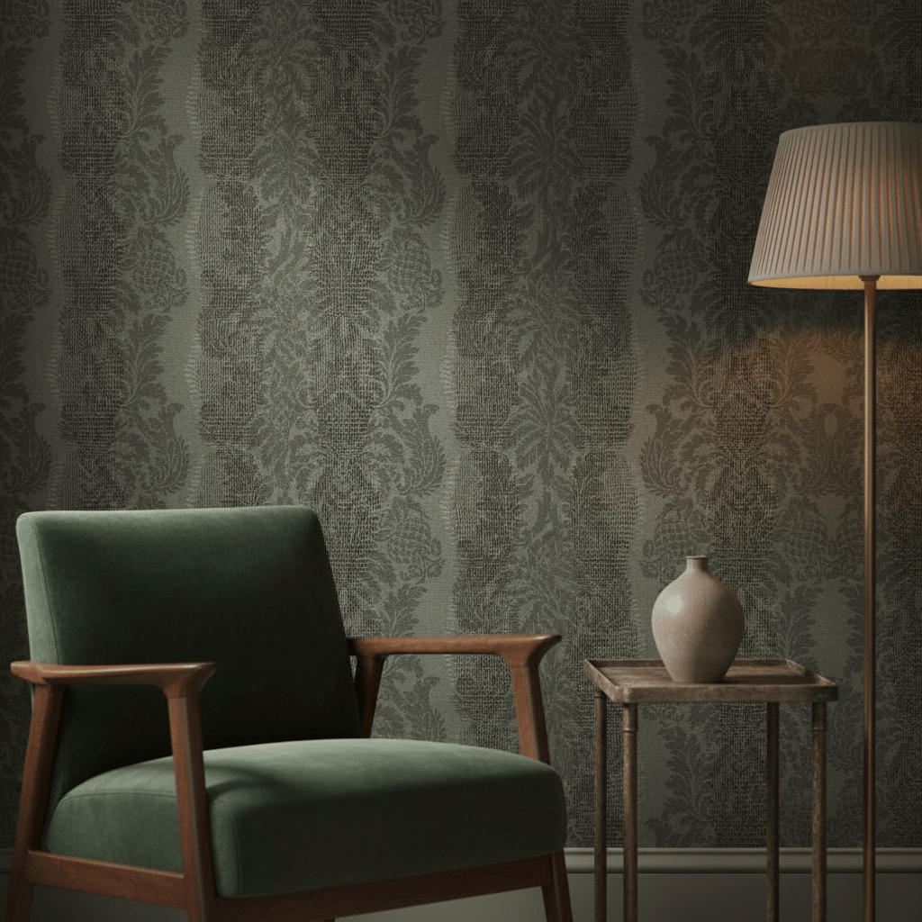 FRENCH QUARTER DAMASK,Non-Woven Vinyl Wallpaper Wallpaper| Thibaut Design