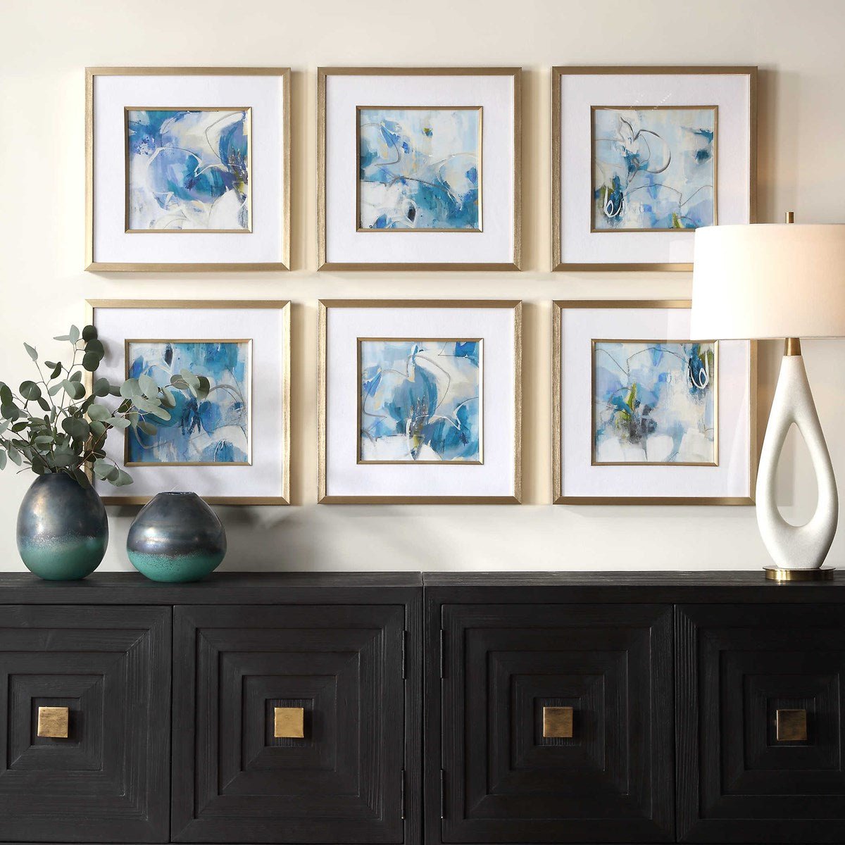 Fresh Start Blue Abstract Prints, S/6 Paintings & Pictures| Uttermost