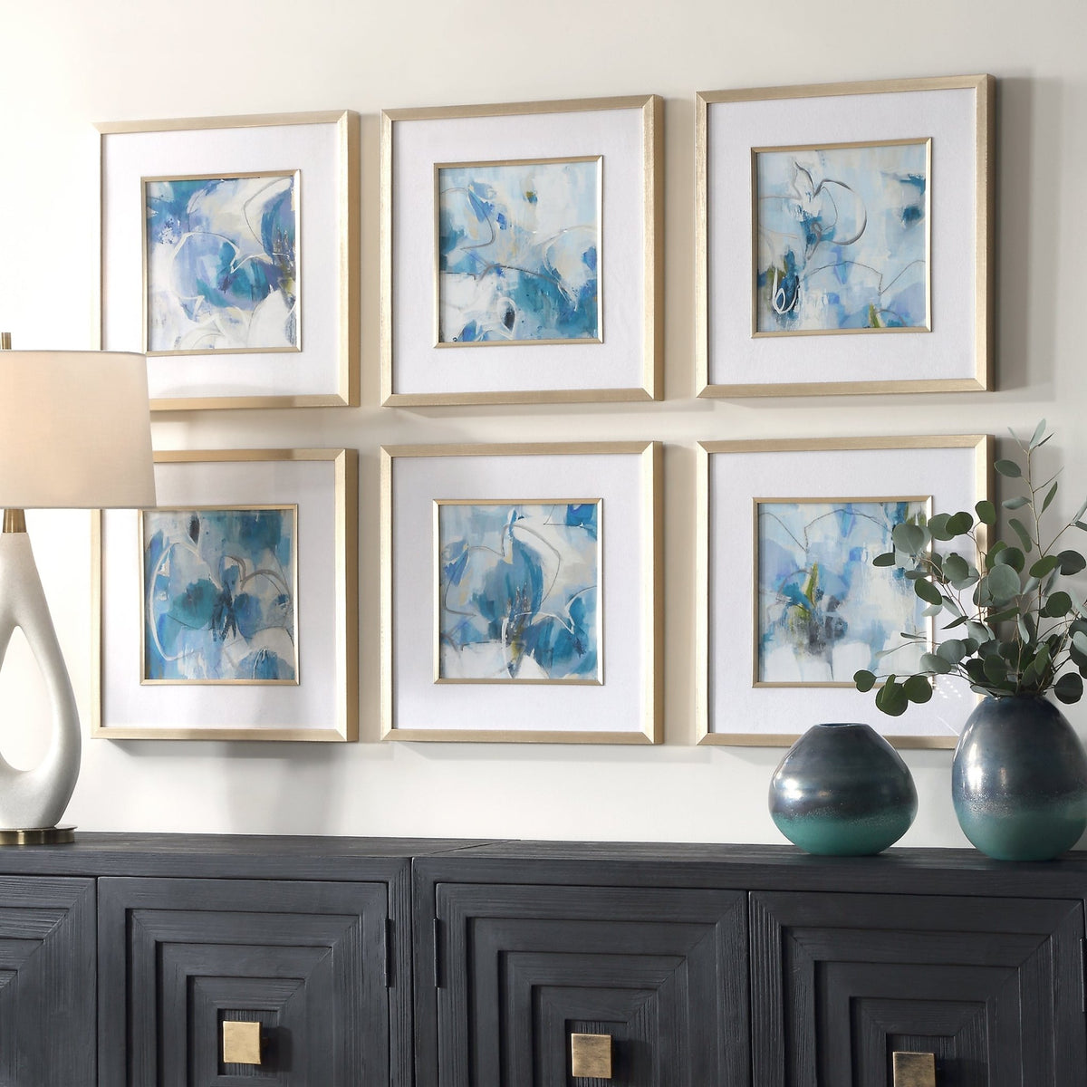 Fresh Start Blue Abstract Prints, S/6 Paintings & Pictures| Uttermost