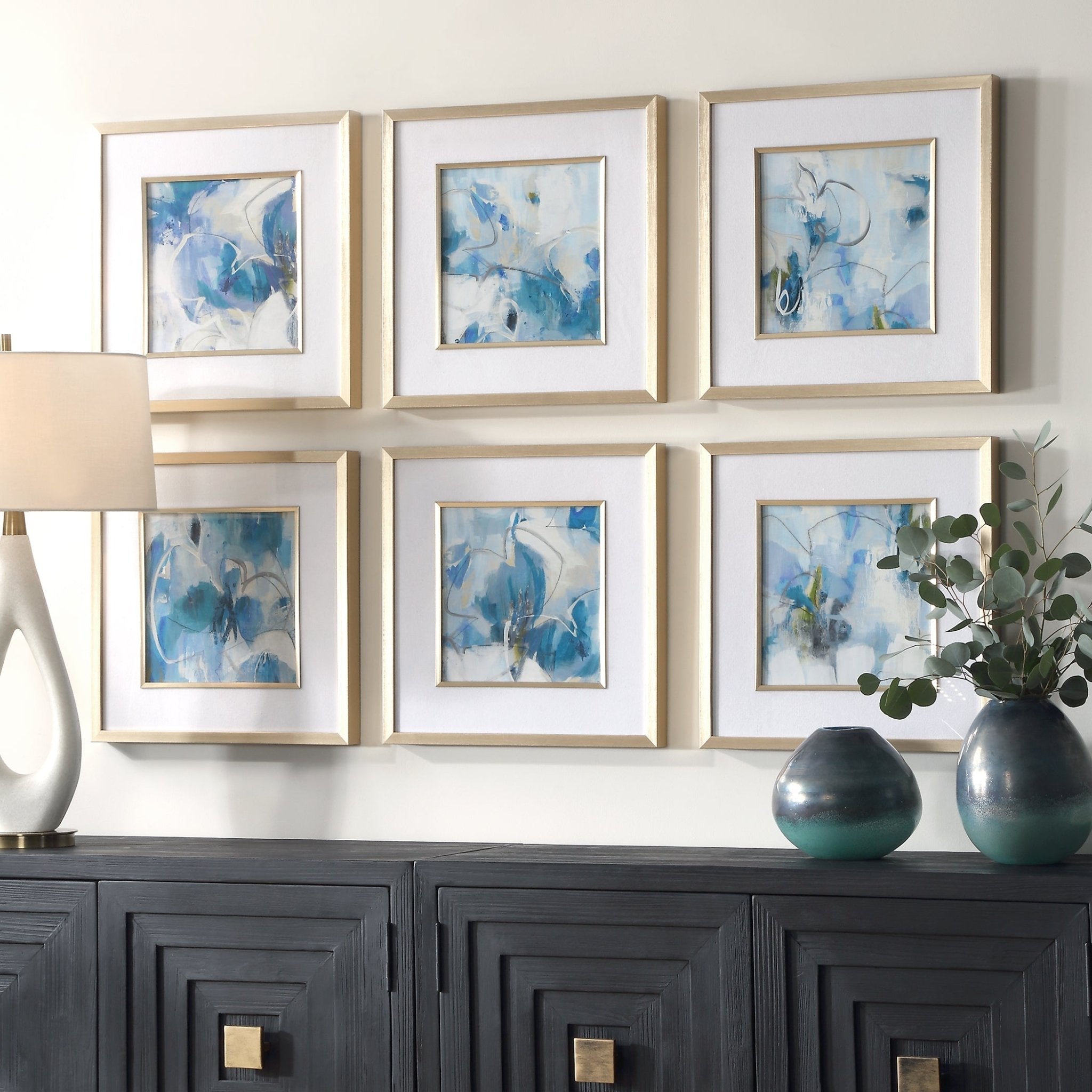 Fresh Start Blue Abstract Prints, S/6 Paintings & Pictures| Uttermost