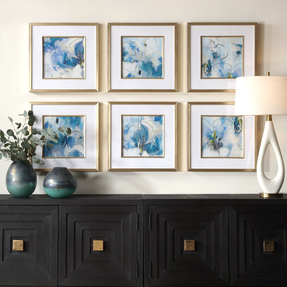 Fresh Start Blue Abstract Prints, S/6 Paintings & Pictures| Uttermost