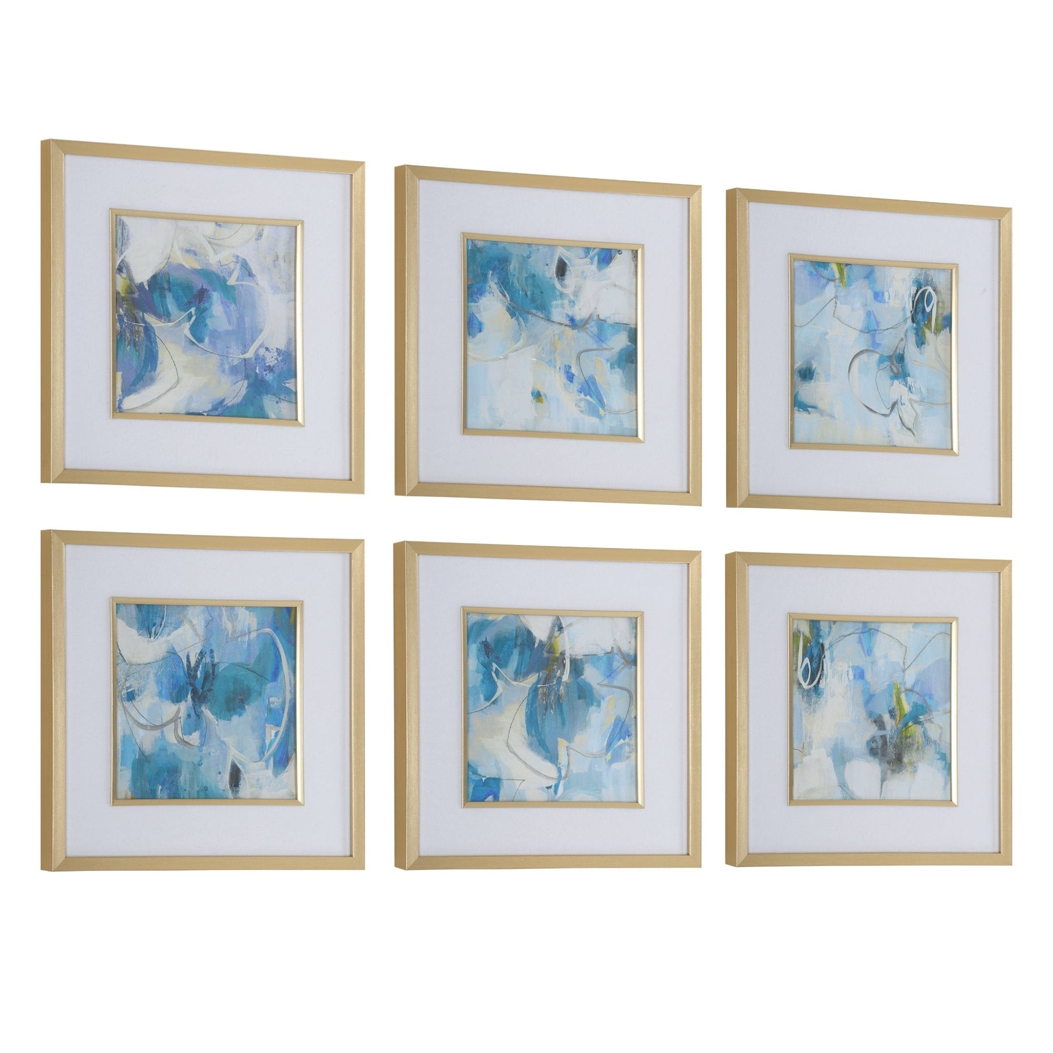 Fresh Start Blue Abstract Prints, S/6 Paintings & Pictures| Uttermost