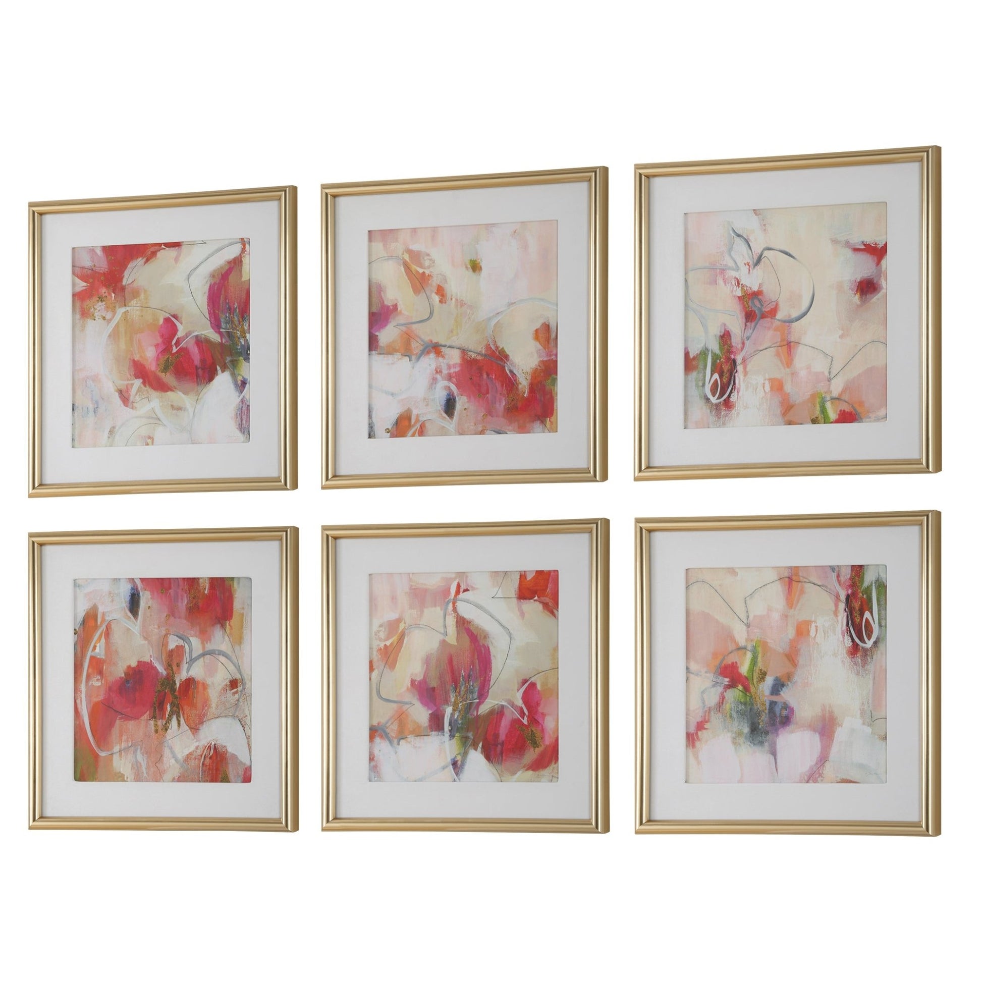 Fresh Start Red Abstract Prints, S/6 Paintings & Pictures| Uttermost
