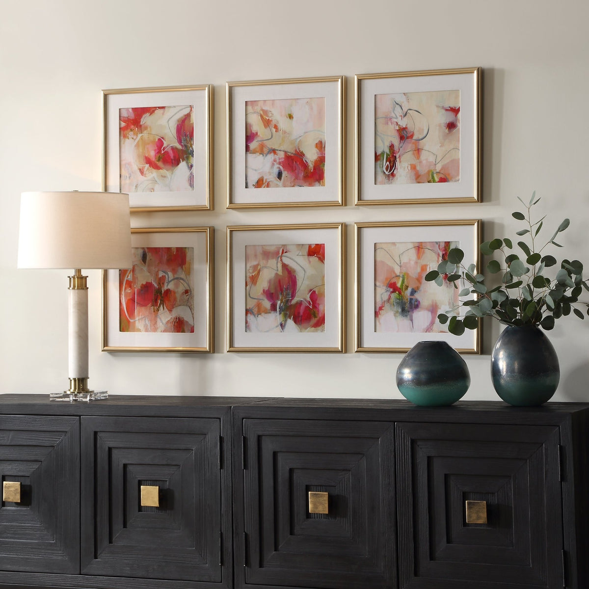 Fresh Start Red Abstract Prints, S/6 Paintings & Pictures| Uttermost