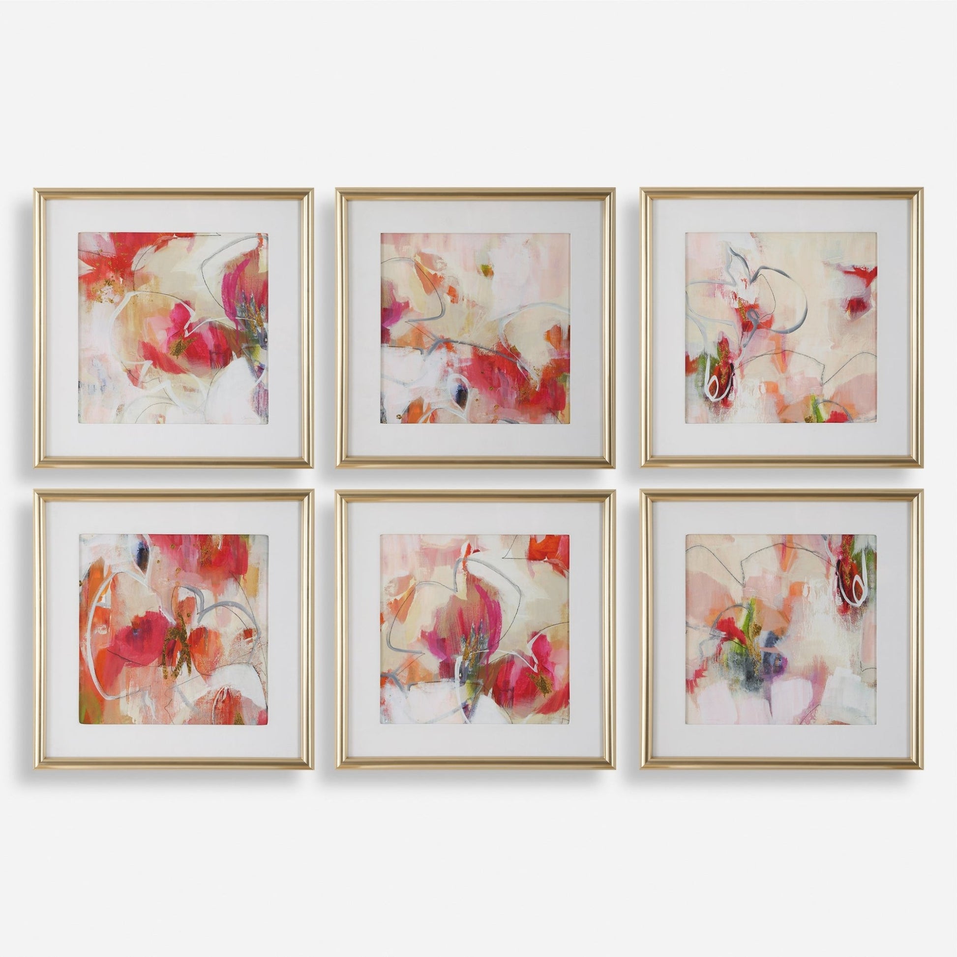 Fresh Start Red Abstract Prints, S/6 Paintings & Pictures| Uttermost