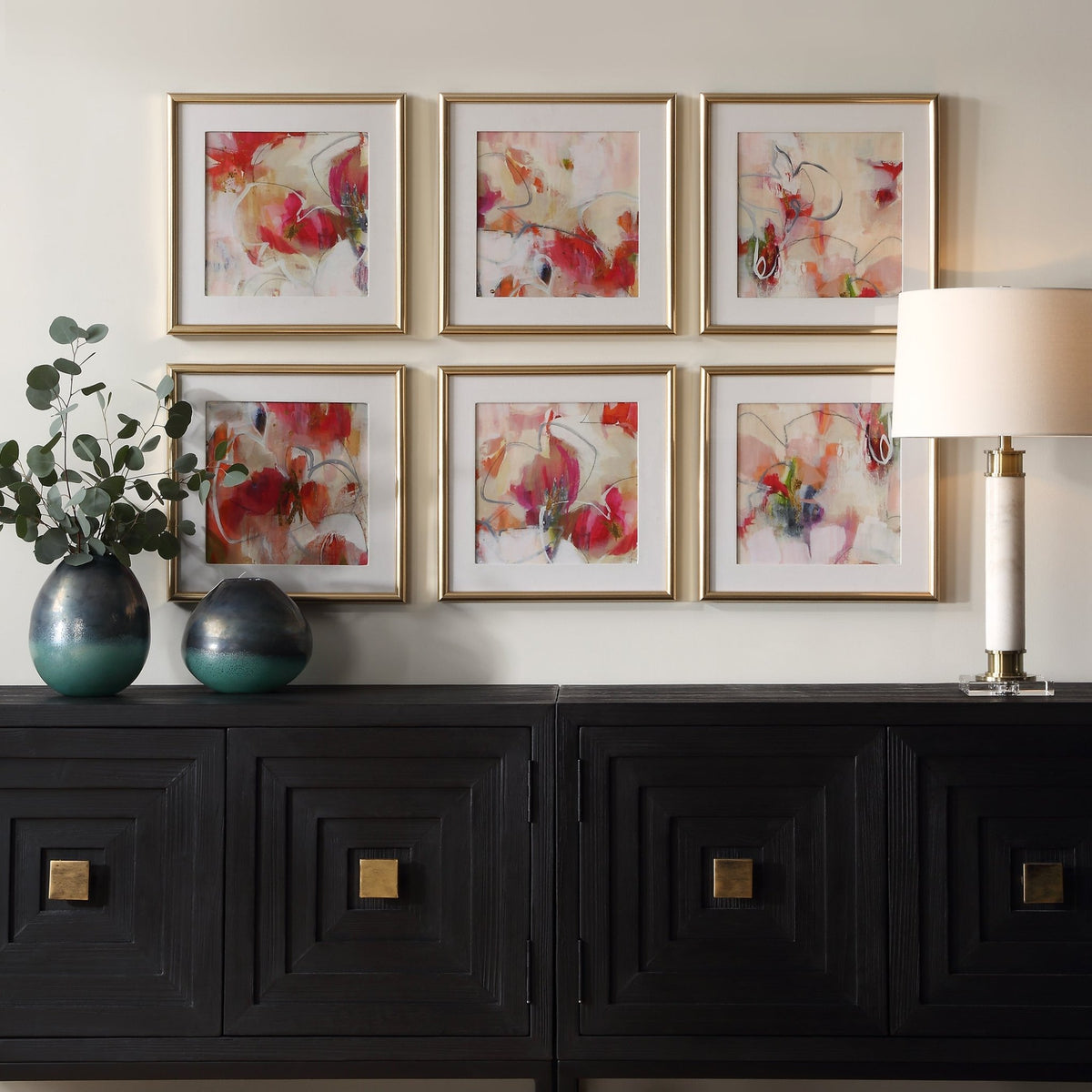 Fresh Start Red Abstract Prints, S/6 Paintings & Pictures| Uttermost